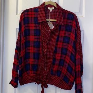 Plaid button down blouse